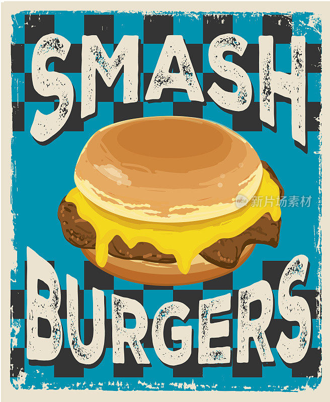 Smash Burgers复古复古餐厅标志设计概念